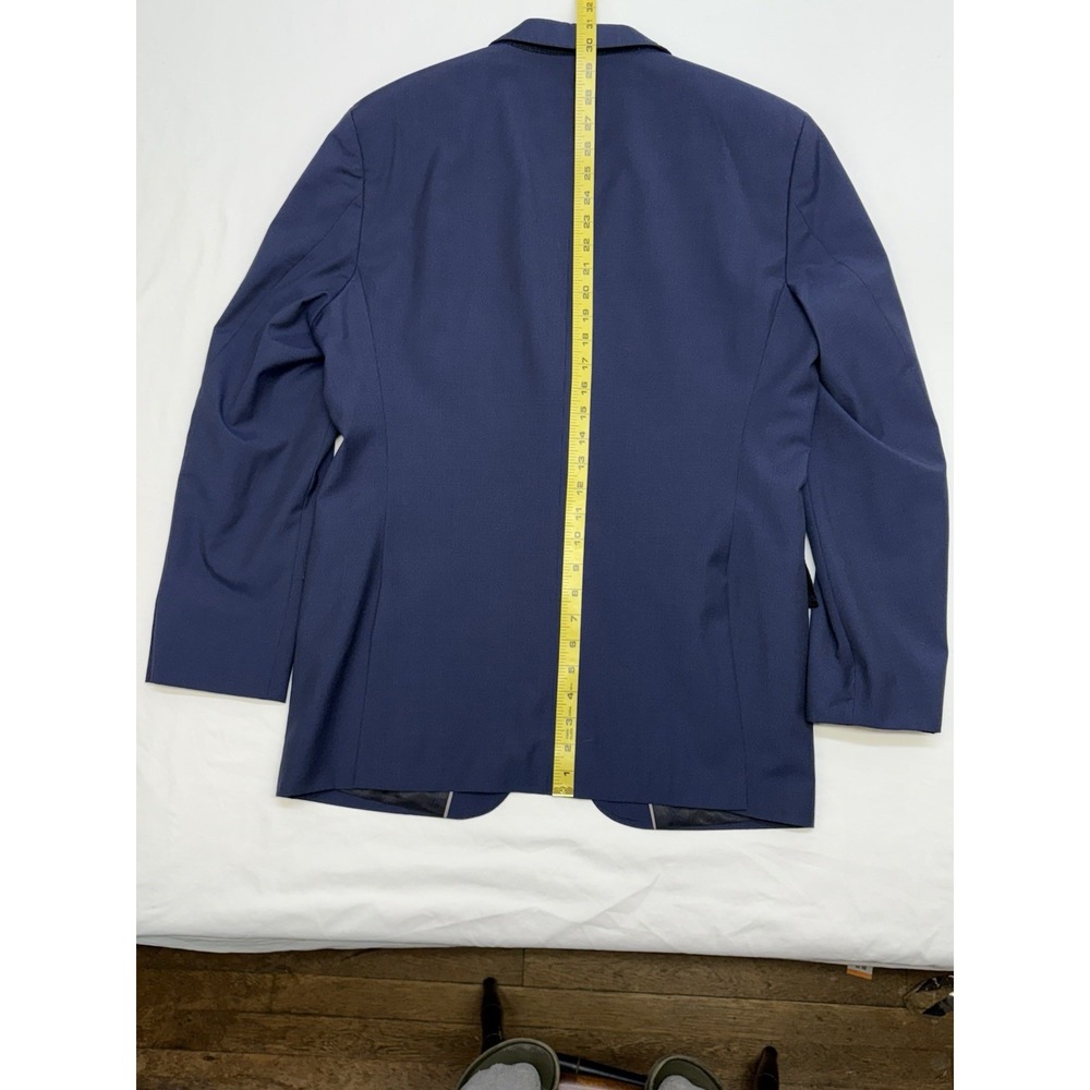 BOSS Hugo Boss Two-Tone Navy Blue Stripe 100% Wool Super 100 Blazer 40R EUC - Picture 15 of 15